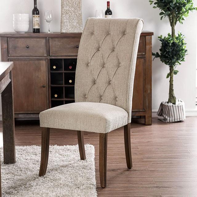 Marshall Beige/Rustic Oak Side Chair (2/CTN)  Las Vegas Furniture Stores
