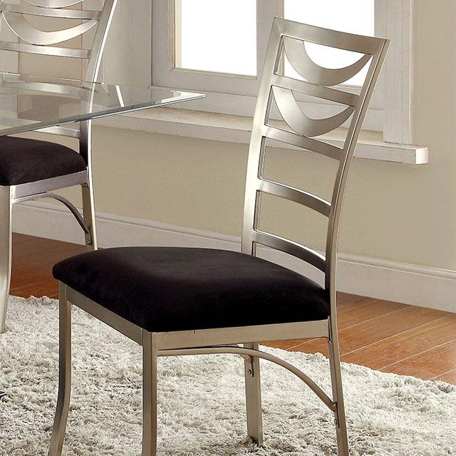 ROXO Silver/Black Side Chair (2/CTN)  Las Vegas Furniture Stores