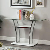 Staten Glossy White/Chrome Sofa Table  Half Price Furniture