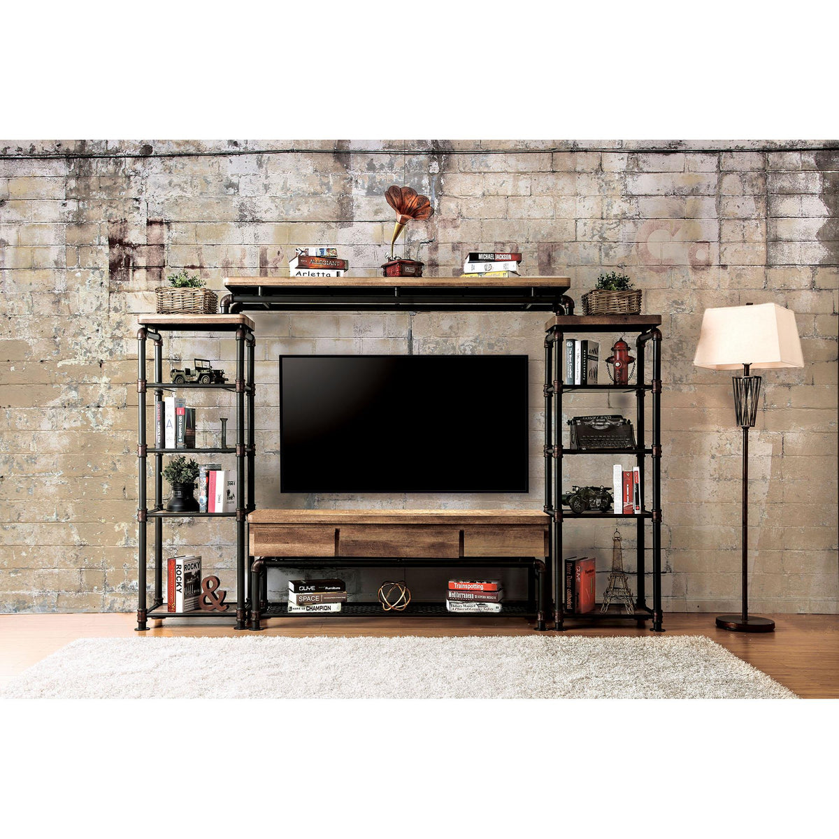 Kebbyll Antique Black/Natural Tone 60" TV Stand  Half Price Furniture