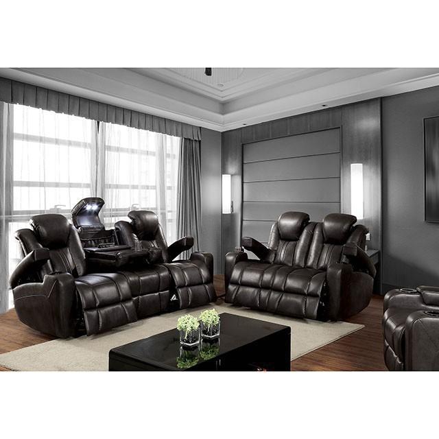 ZAURAK Dark Gray Love Seat w/ 2 Recliners  Half Price Furniture