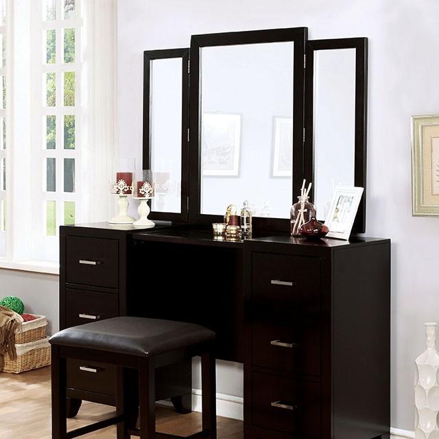 Enrico Espresso Vanity w/ Stool  Half Price Furniture