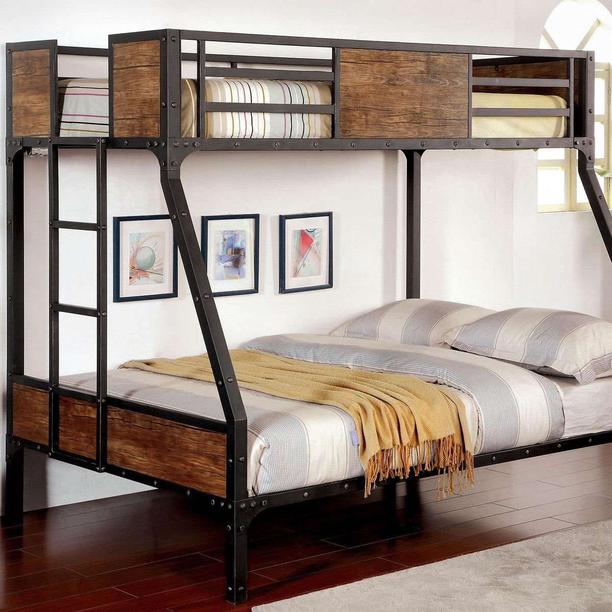 CLAPTON Black Twin/Full Bunk Bed  Las Vegas Furniture Stores