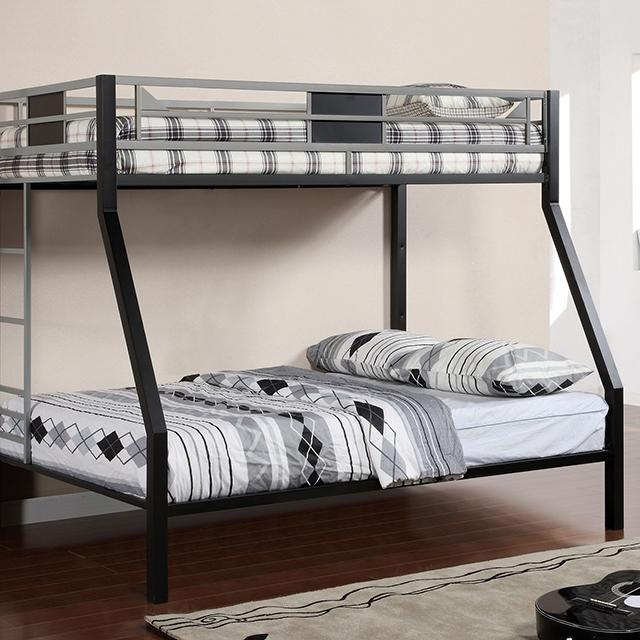 Clifton Silver/Gun Metal Twin/Full Bunk Bed  Las Vegas Furniture Stores
