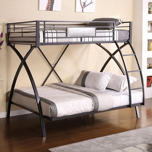 Apollo Gun Metal/Chrome Twin/Full Bunk Bed  Las Vegas Furniture Stores
