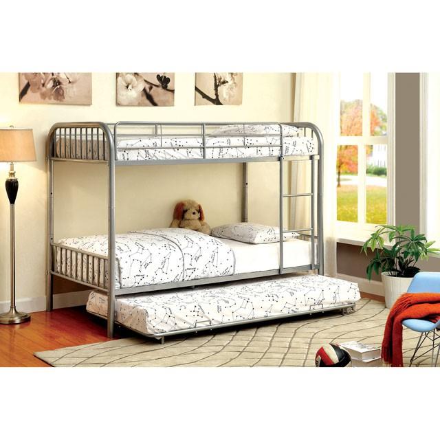 RAINBOW Silver Metal Twin/Twin Bunk Bed  Half Price Furniture