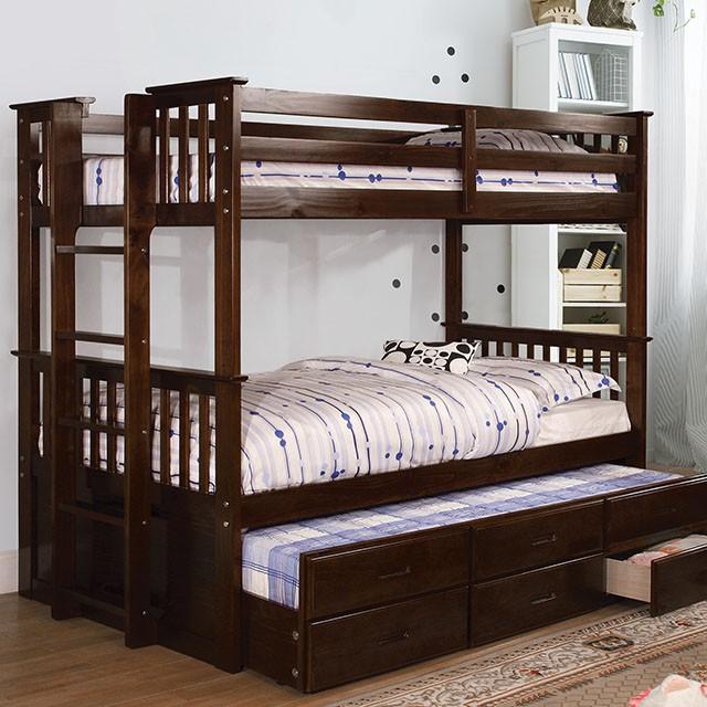 University II Dark Walnut Twin/Twin Bunk Bed + Trundle  Half Price Furniture