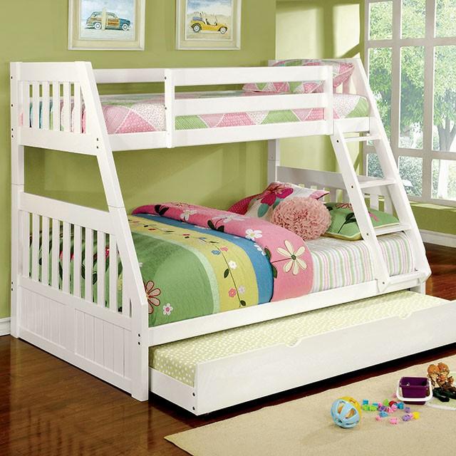 CANBERRA II White Twin/Full Bunk Bed  Las Vegas Furniture Stores
