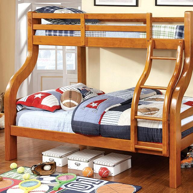 Solpine Oak Twin/Full Bunk Bed  Half Price Furniture