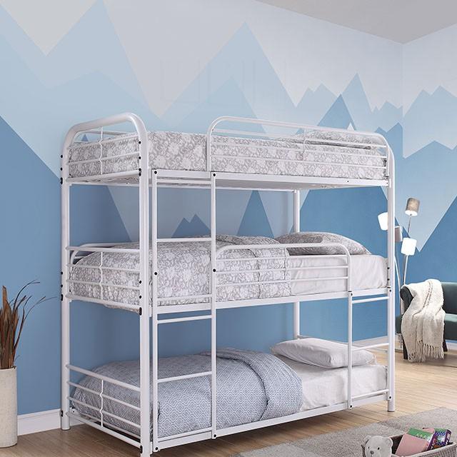 Opal Ii White Twin Triple Decker Bed  Half Price Furniture