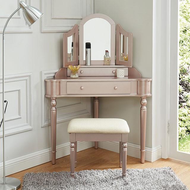 Kasey Rose Pink Vanity w/ Stool  Half Price Furniture