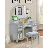 TRACY Silver Vanity w/ Stool  Las Vegas Furniture Stores