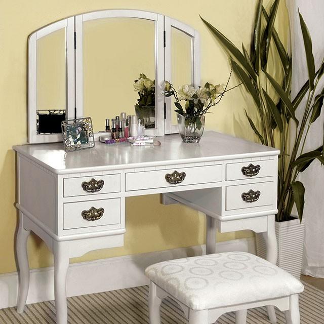 Ashland White Vanity Table  Half Price Furniture