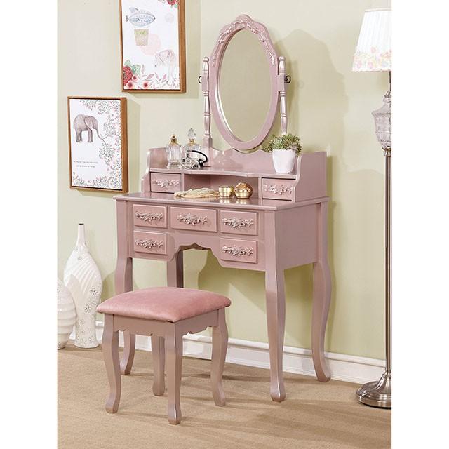 Harriet Rose Gold Vanity w/ Stool  Half Price Furniture