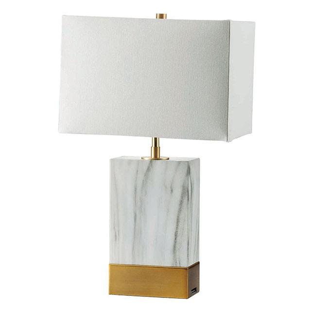 Faith White Marble/Gold 20"H White Marble Gold Table Lamp  Half Price Furniture