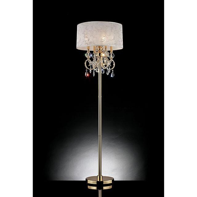 Deborah Gold 63"H Gold Floor Lamp  Half Price Furniture
