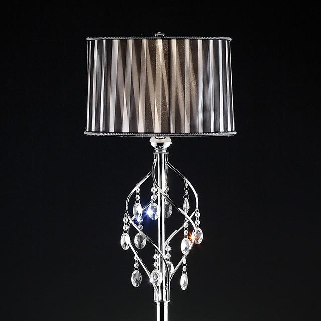 Arya Black/Chrome Floor Lamp, Hanging Crystal  Half Price Furniture