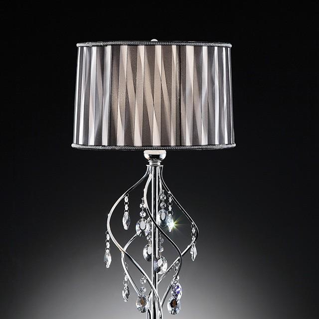 Arya Black/Chrome Table Lamp, Hanging Crystal  Half Price Furniture