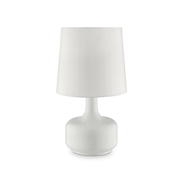 Farah White 17"H Glossy White Table Lamp Farah White 17"H Glossy White Table Lamp Half Price Furniture
