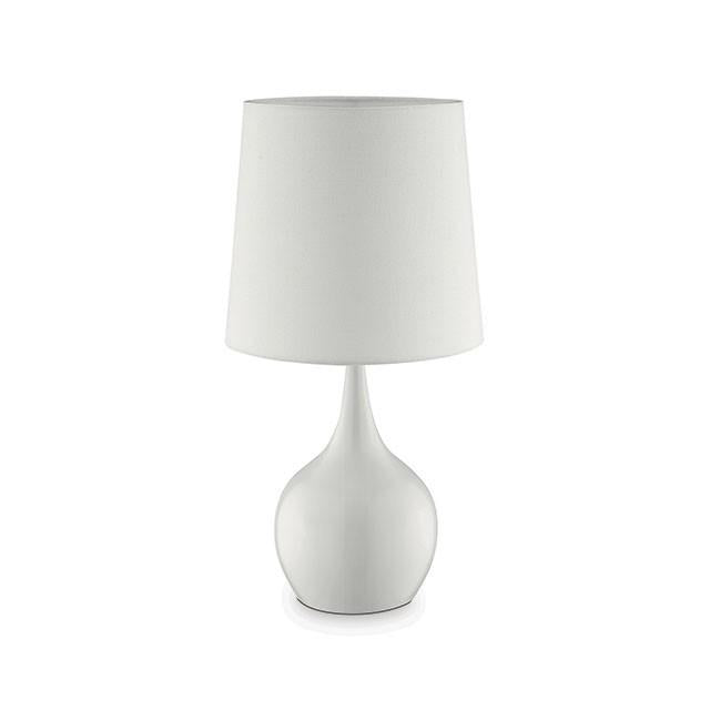 Edie White 23.5"H Glossy White Table Lamp Edie White 23.5"H Glossy White Table Lamp Half Price Furniture