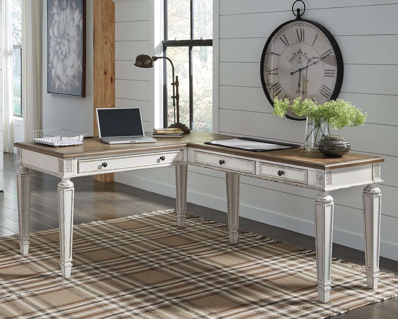 Realyn 2-Piece Home Office Desk Half Price Furniture