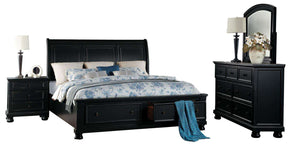 Homelegance Laurelin Queen Sleigh Platform Storage Bed in Black 1714BK-1 Half Price Furniture