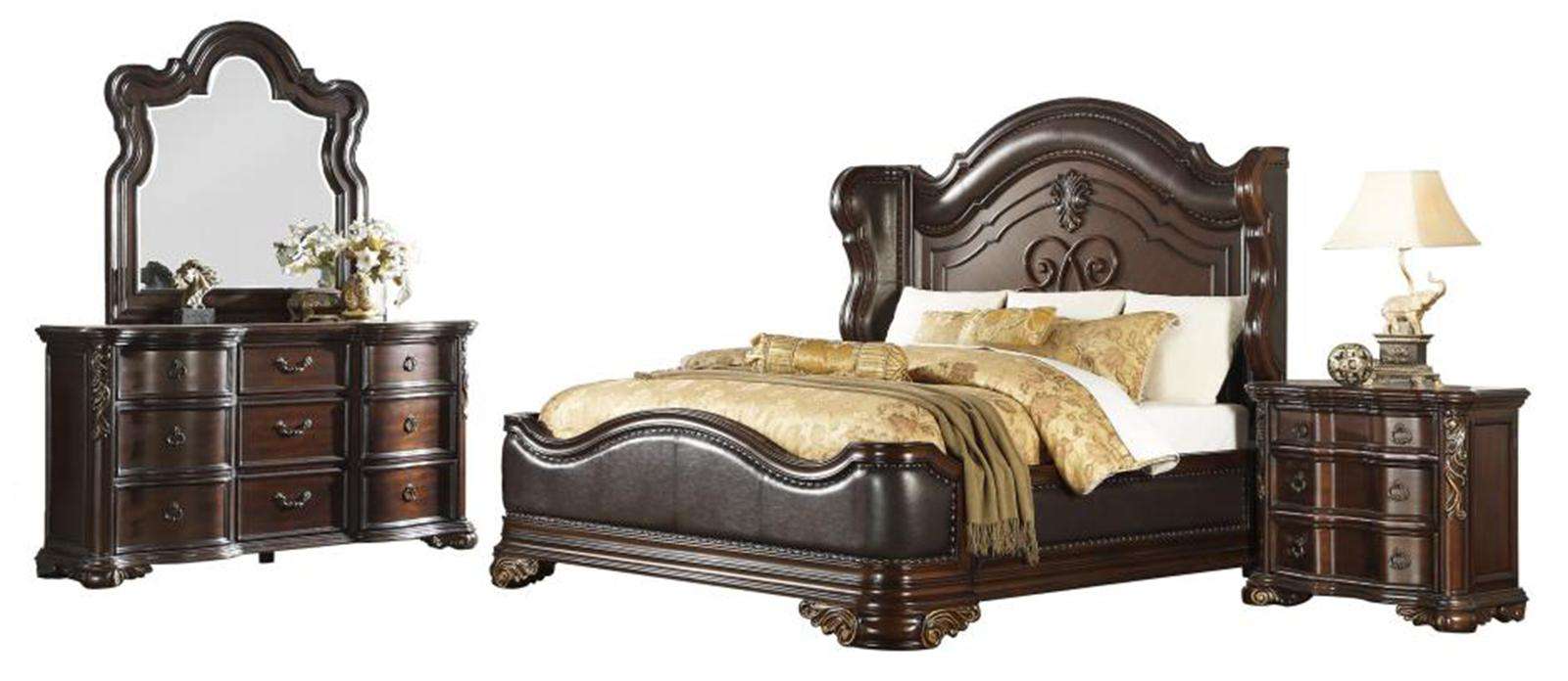 Homelegance Royal Highlands King Upholstered Panel Bed in Rich Cherry 1603K-1EK - Bed - Half Price Furniture