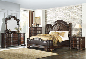 Homelegance Royal Highlands King Upholstered Panel Bed in Rich Cherry 1603K-1EK - Bed - Half Price Furniture