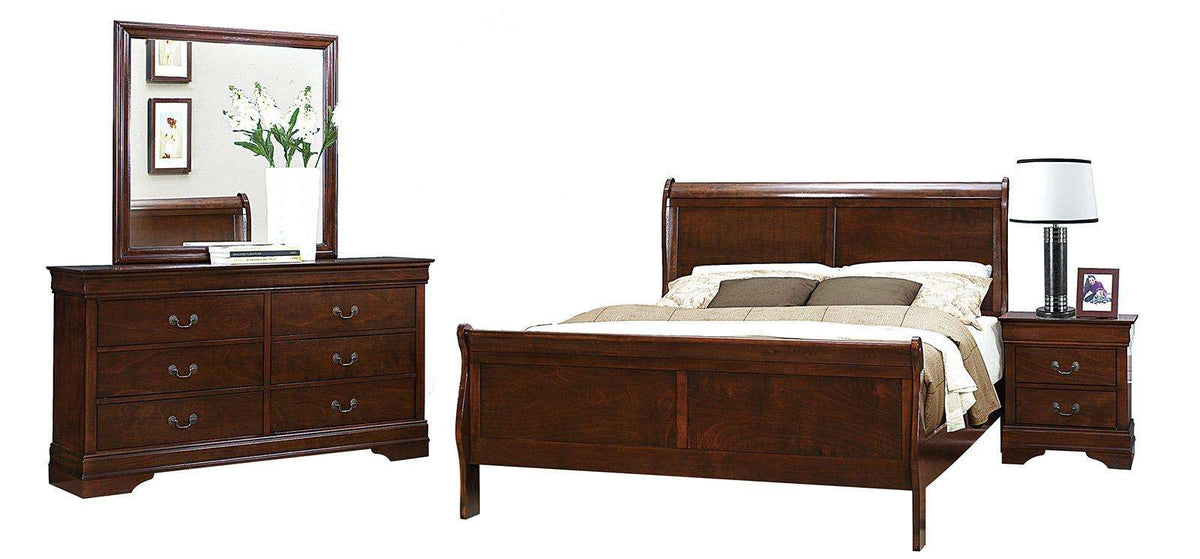 Homelegance Mayville Queen Sleigh Bed in Brown Cherry 2147-1 - Bed - Half Price Furniture