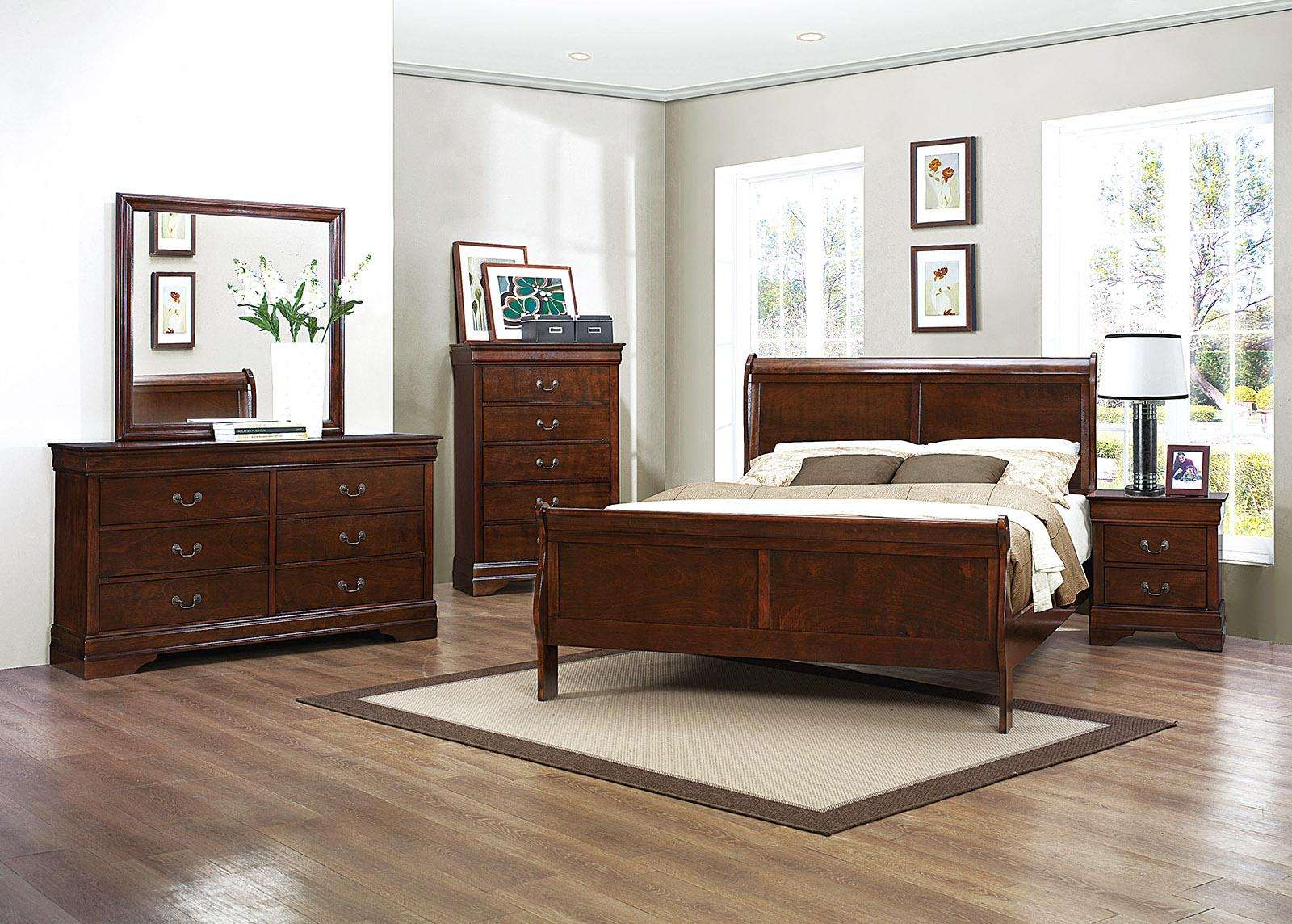 Homelegance Mayville Queen Sleigh Bed in Brown Cherry 2147-1 - Bed - Half Price Furniture