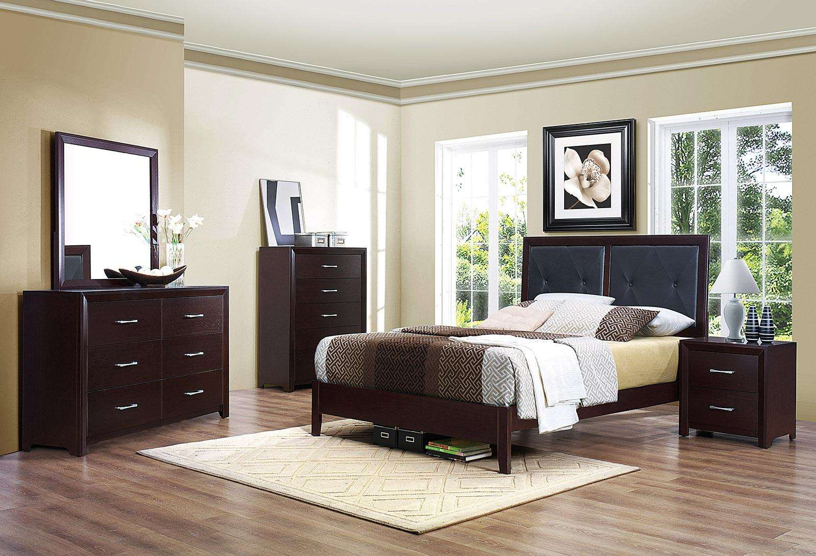 Homelegance Edina Queen Panel Bed in Espresso-Hinted Cherry 2145-1 - Bed - Half Price Furniture