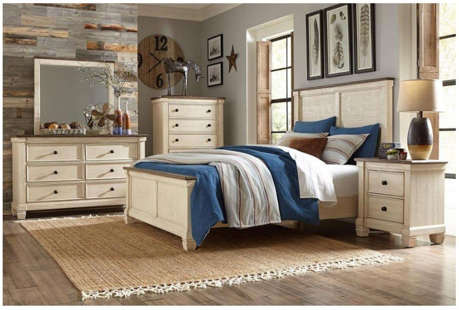 Homelegance Weaver Queen Panel Bed in Antique White 1626-1* - Half Price Furniture