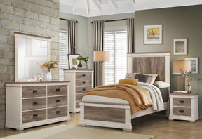 Homelegance Arcadia Twin Panel Bed in White & Weathered Gray 1677T-1* - Bed - Half Price Furniture