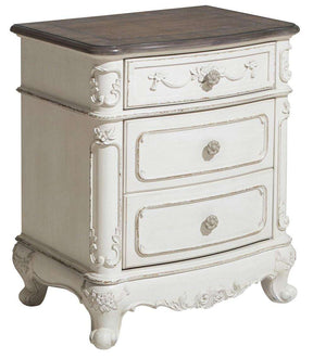 Homelegance Cinderella Night Stand in Antique White with Grey Rub-Through 1386NW-4 - Nightstand - Half Price Furniture