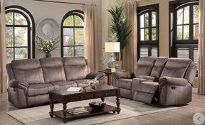 Homelegance Furniture Aram Double Glider Reclining Loveseat in Dark Brown 8206NF-2 - Loveseat - Half Price Furniture