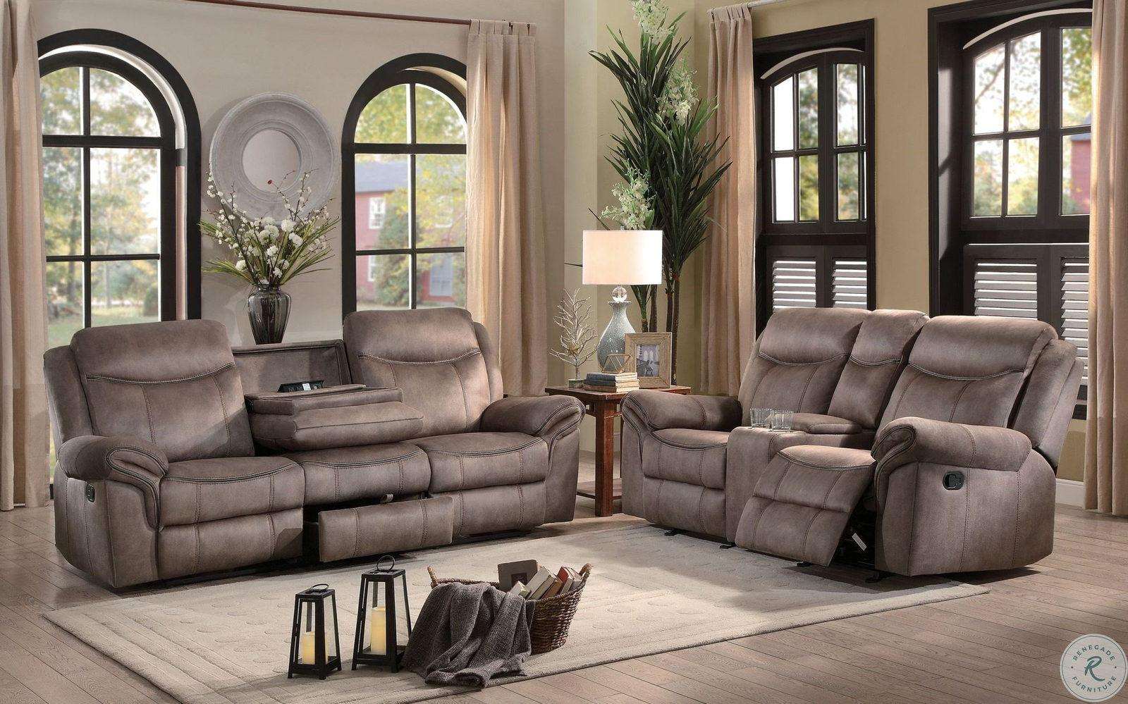 Homelegance Furniture Aram Double Glider Reclining Loveseat in Dark Brown 8206NF-2 - Loveseat - Half Price Furniture