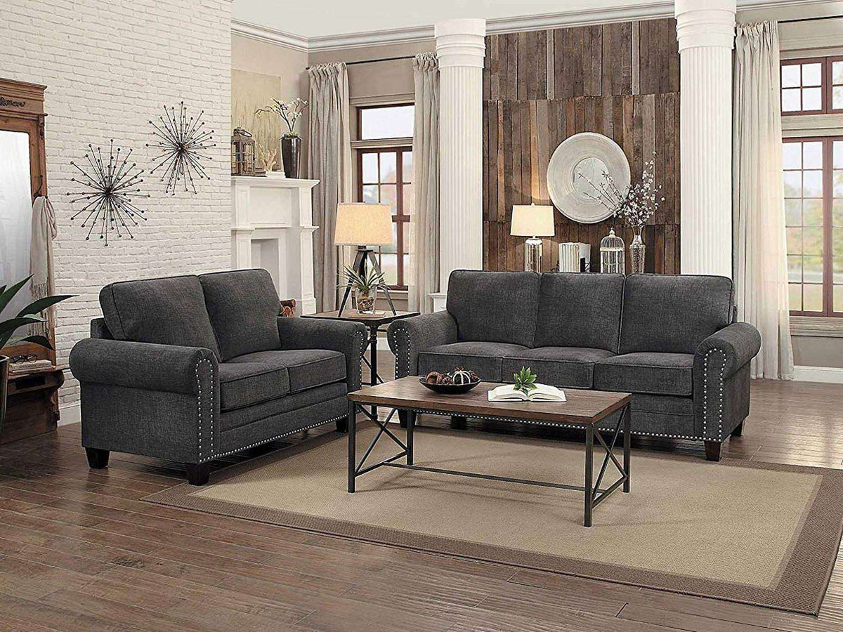 Homelegance Furniture Cornelia Loveseat in Dark Gray 8216DG-2 - Loveseat - Half Price Furniture