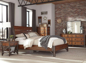 Homelegance Holverson Queen Platform Bed in Rustic Brown & Gunmetal 1715-1* - Half Price Furniture