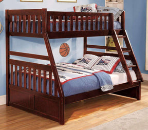 Homelegance Rowe Twin/Full Bunk Bed in Dark Cherry B2013TFDC-1* - Bed - Half Price Furniture