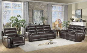 Homelegance Furniture Lance Power Double Reclining Sofa with Power Headrests in Brown 9527BRW-3PWH Half Price Furniture
