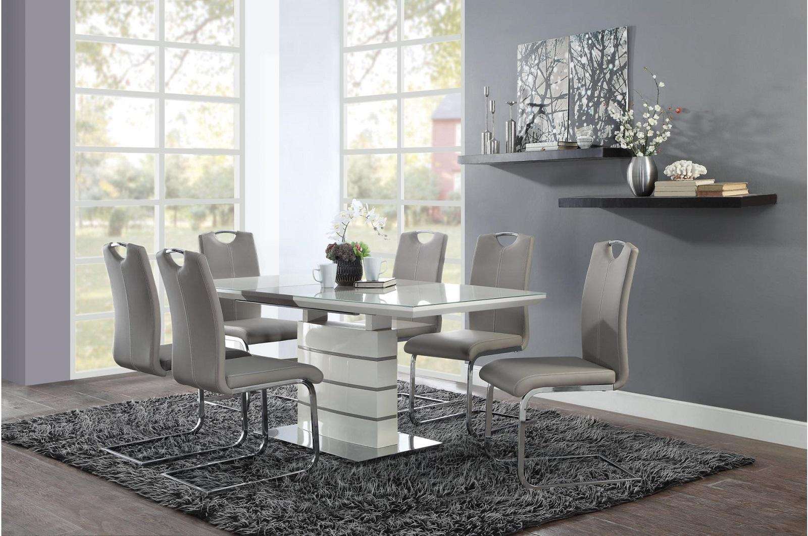 Homelegance Glissand Dining Table in White & Gray 5599-71* - Dining Table - Half Price Furniture
