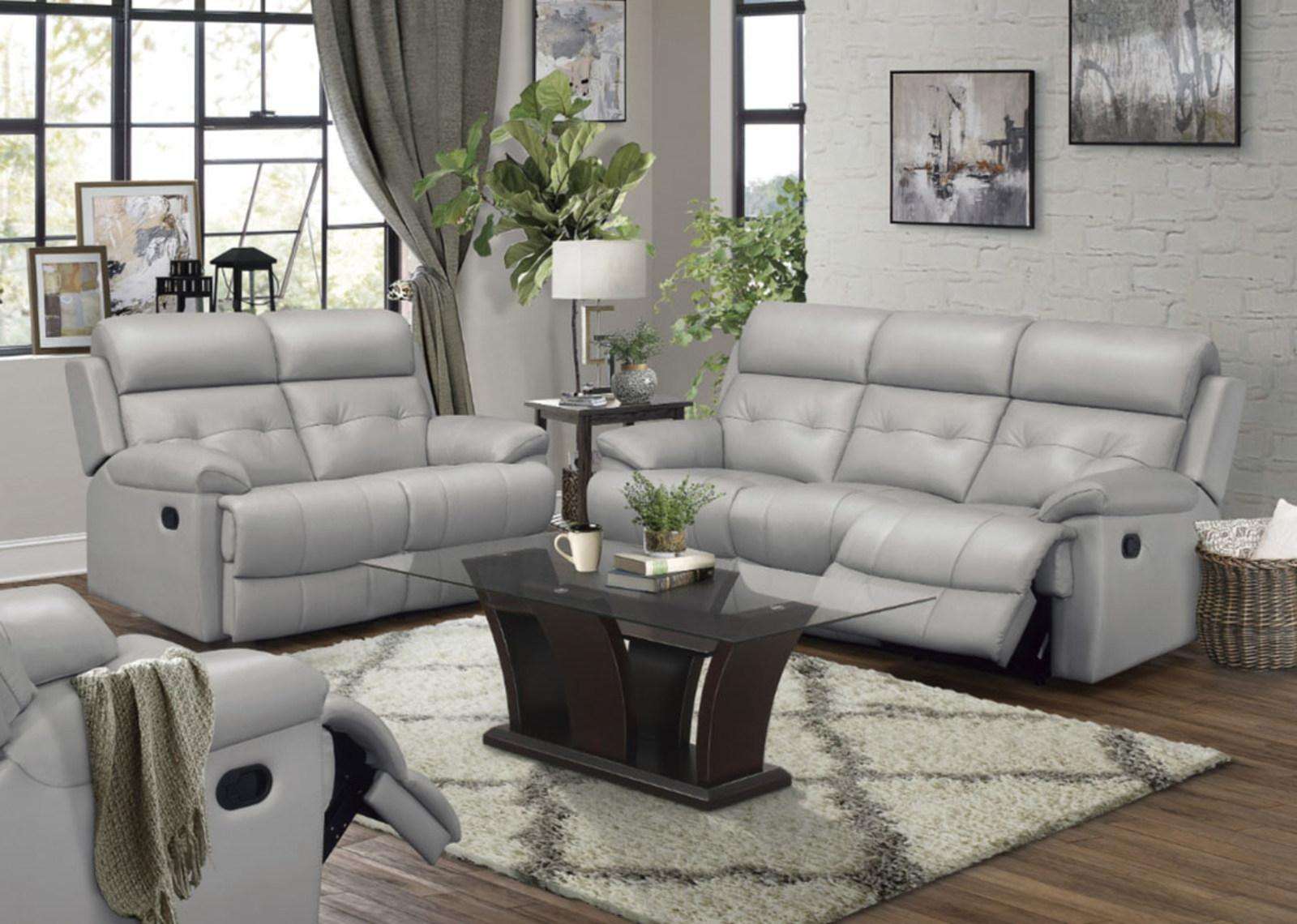 Homelegance Furniture Lambent Double Reclining Loveseat in Silver Gray - Loveseat - Half Price Furniture