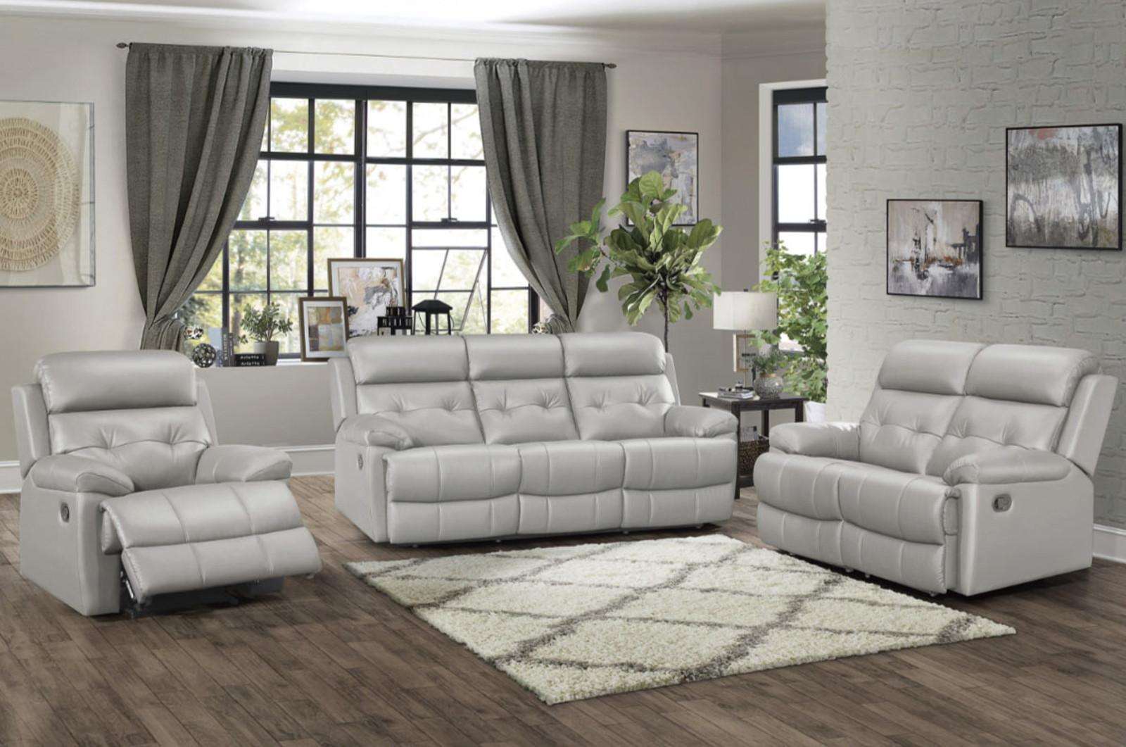 Homelegance Furniture Lambent Double Reclining Loveseat in Silver Gray - Loveseat - Half Price Furniture