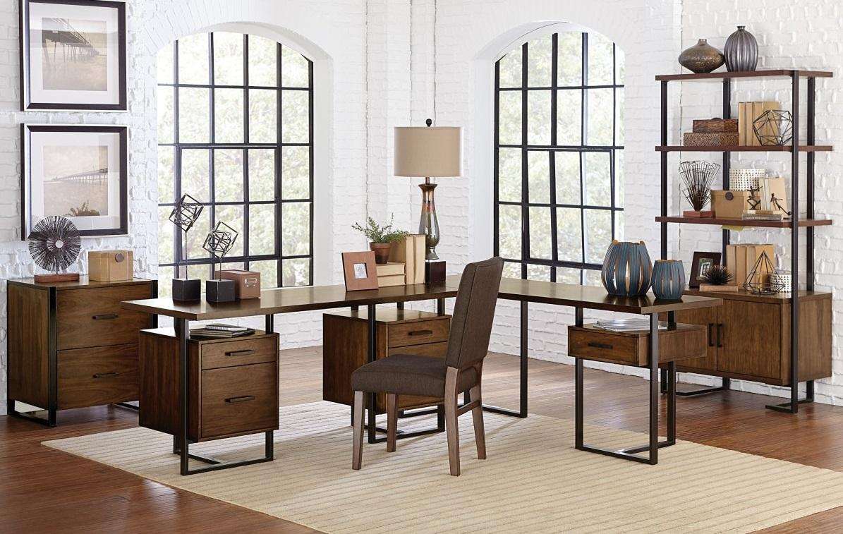 Homelegance Sedley Writing Desk with Two Cabinets in Walnut 5415RF-15* Half Price Furniture