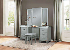 Homelegance Allura Vanity Dresser with Mirror in Silver 1916-15* - Dresser - Half Price Furniture