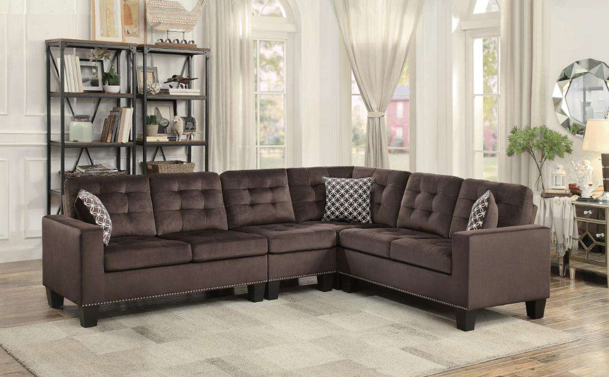 Homelegance Furniture Lantana 2-Piece Reversible Sectional in Chocolate 9957CH*SC Half Price Furniture