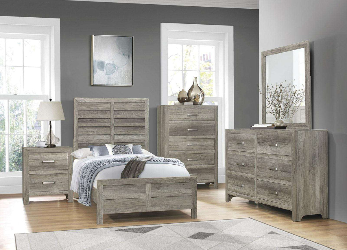 Homelegance Furniture Mandan Twin Panel Bed in Weathered Gray 1910GYT-1* - Half Price Furniture