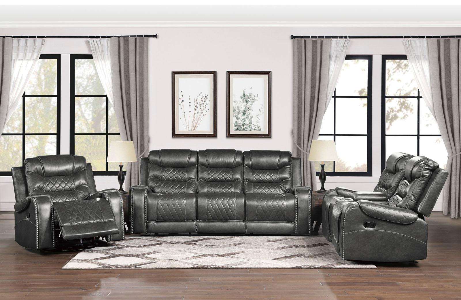 Homelegance Furniture Putnam Swivel Glider Reclining Chair in Gray 9405GY-1 Half Price Furniture