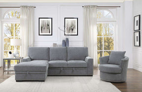 Homelegance Furniture Morelia 2pc Sectional with Pull Out Bed and Left Chaise in Dark Gray 9468DG*2LC2R - Sectional - Half Price Furniture