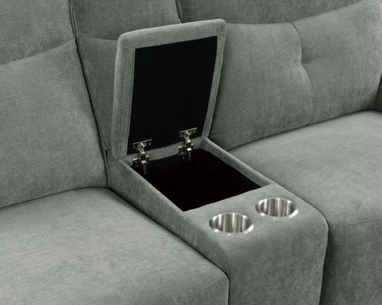 Homelegance Furniture Tesoro Power Double Reclining Loveseat in Dark Gray 9509DG-2CNPWH* - Half Price Furniture